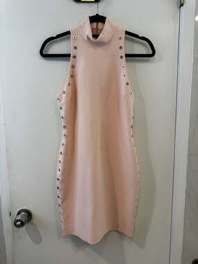 Cinq à Sept Ava Mock Neck Grommet Mini Dress in Pearl Blush